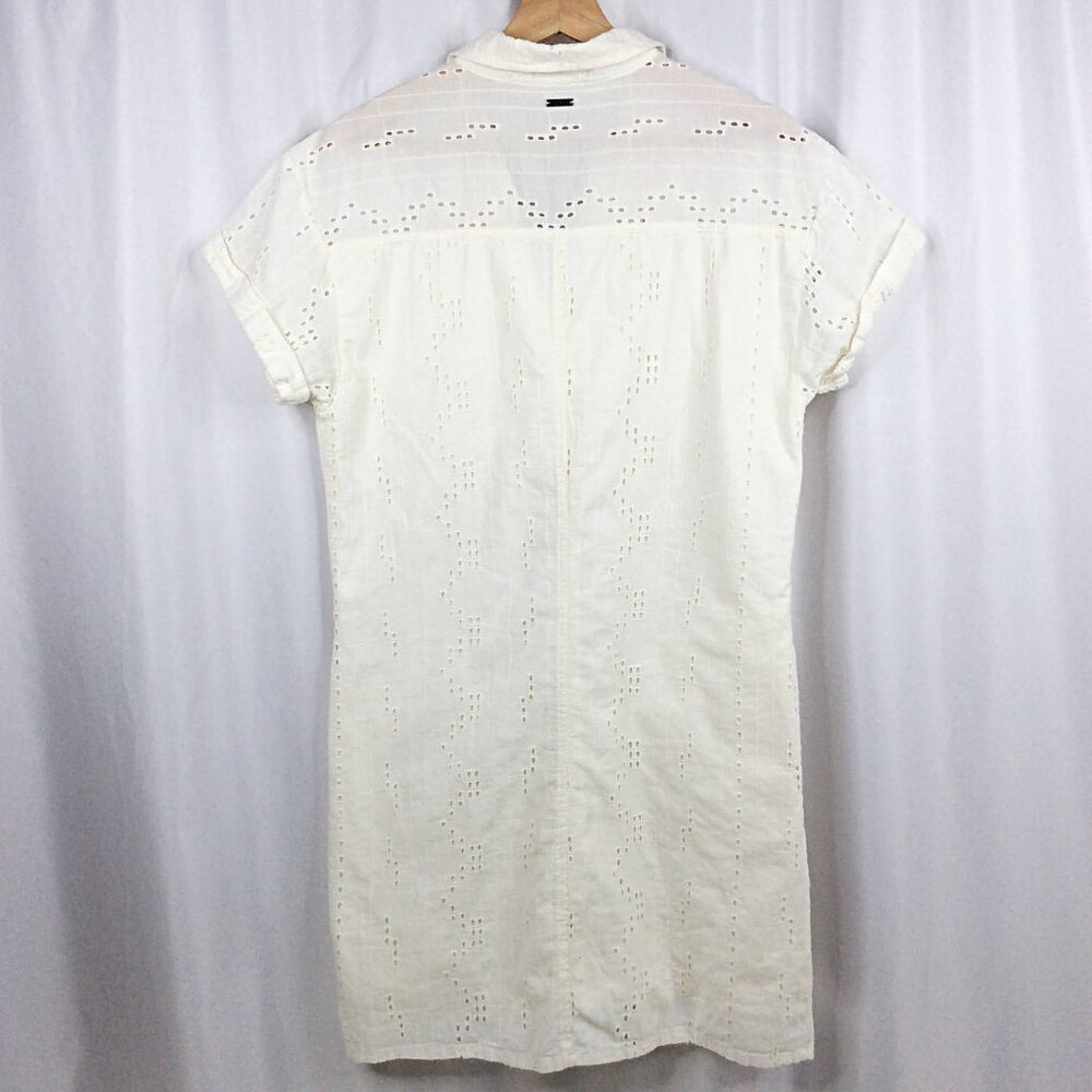 prAna Women's Ladyland Dress Medium White Summer Eyelet Organic Cotton Beachy - Picture 4 of 9